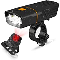 JINPXI Luz Bicicleta Recargable USB 2400mA-Funciona como Powerbank- Luces de Bicicletas IPX5 con Delantera y Trasera…